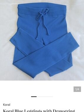 Lot Of 2 Koral Bright Blue And Black Leggings with Drawstring Waist